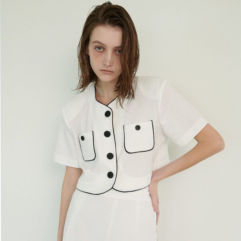  LINE BUTTON JACKET, WHITE