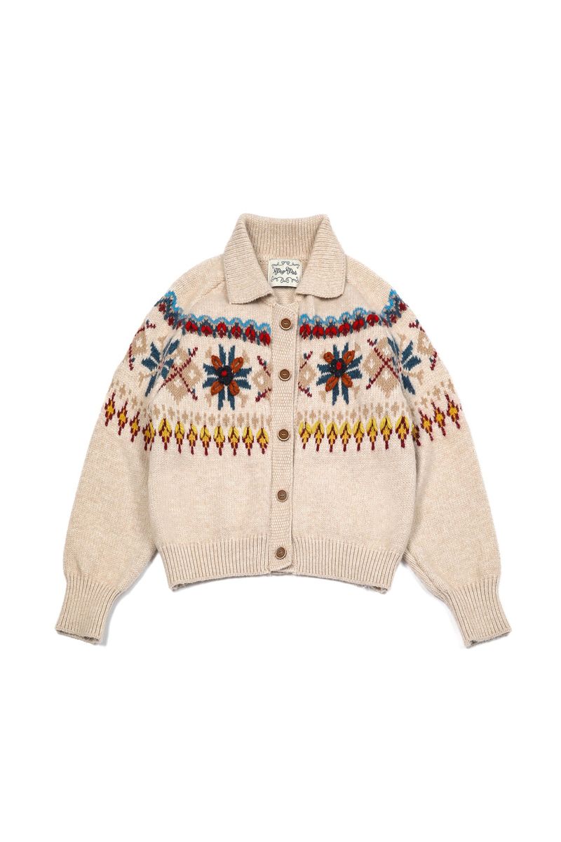 POPPALS（ポップパルズ）の「Grid Jacquard Cardigan [Ivory]（Tops）」