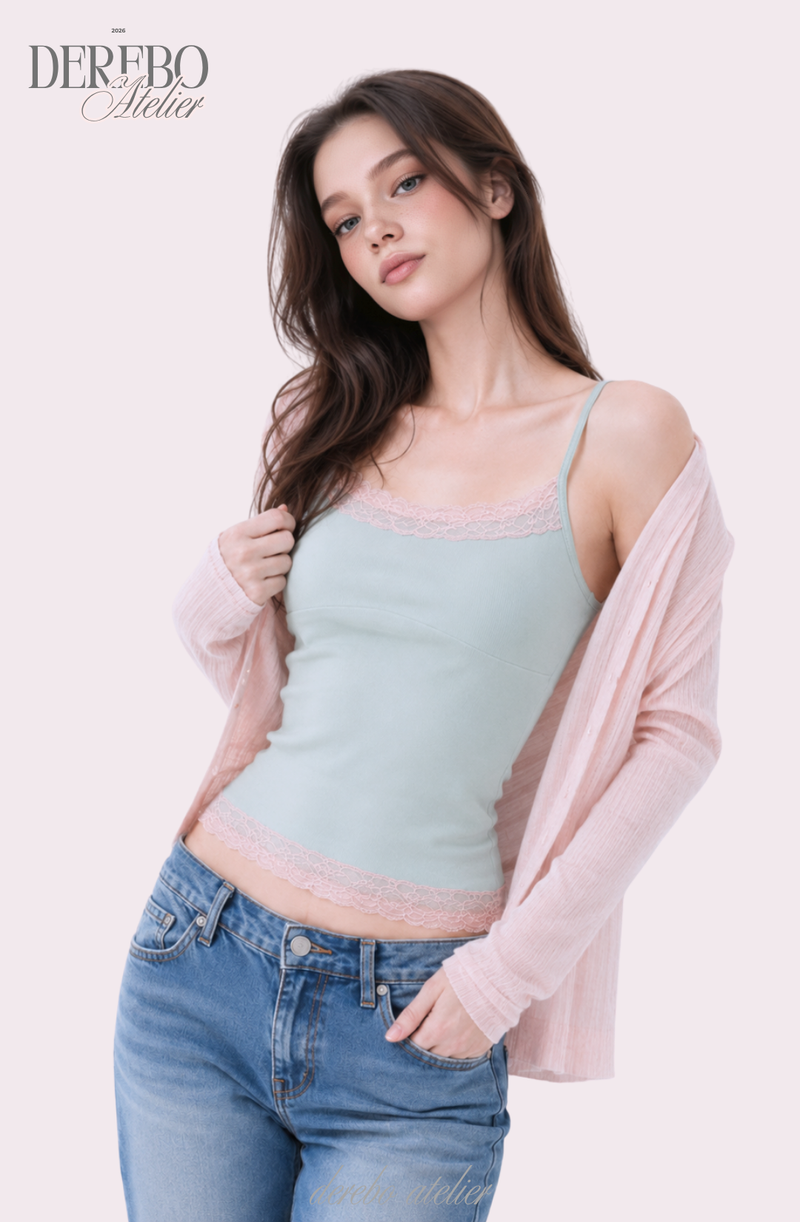 mint pink lace sleeveless top