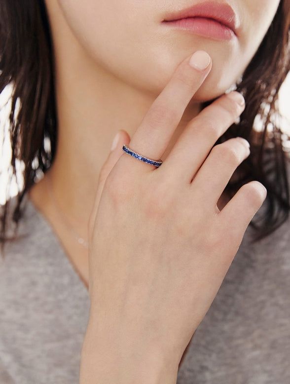 hyeres lor（イエール・ロール）の「26SS★ Essence Silver (W) Lace Tennis Ring M Neo Sapphire（Accessories）」