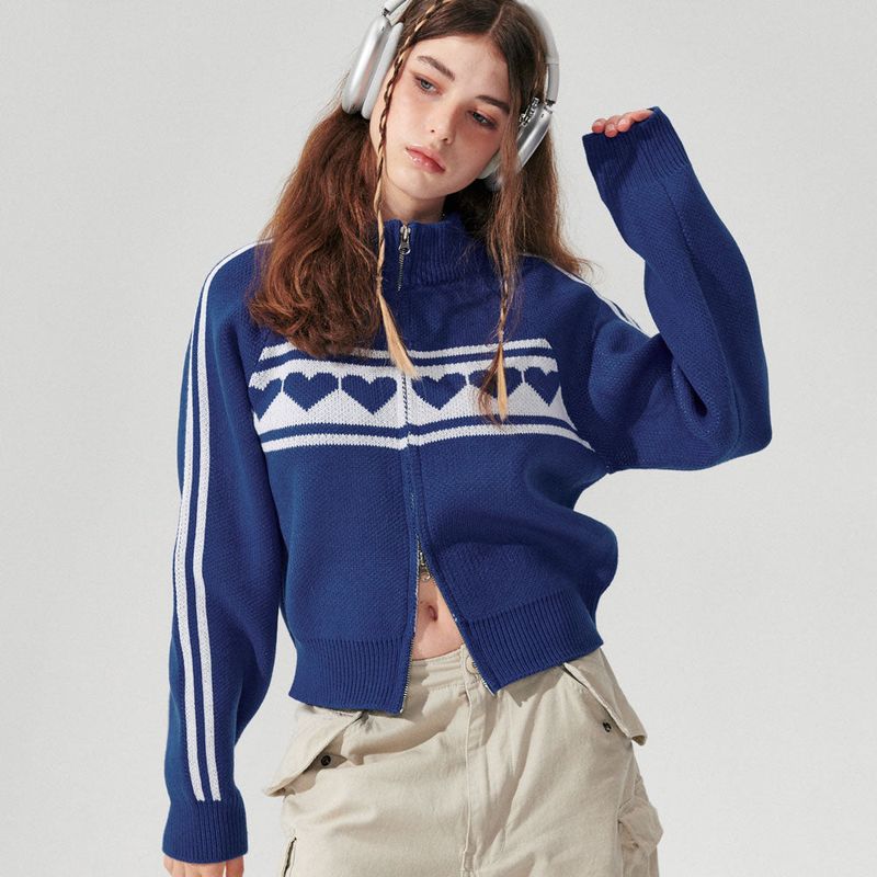 Heart track Knit Zip-up [3 Color]