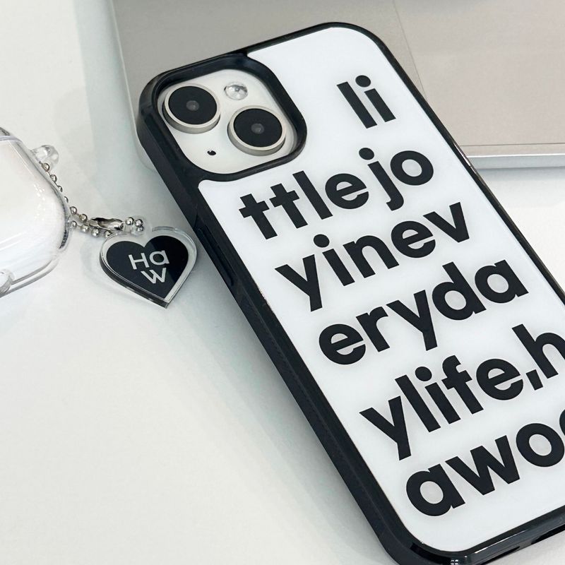 lettering glossy glass bumper case (white)