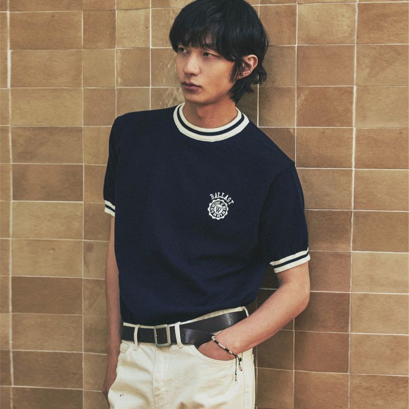 KND(ケイエンド)の「ballast athletic ringer knit sweat navy(Tops)」