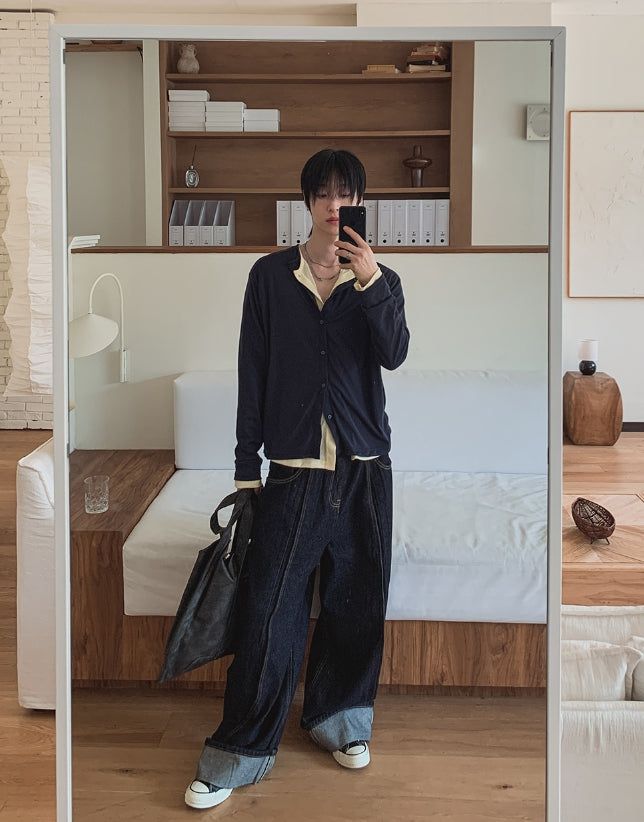 1+1 Daily Ribbed Round Cardigan