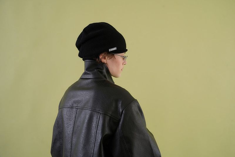 Soft shirring beanie_black