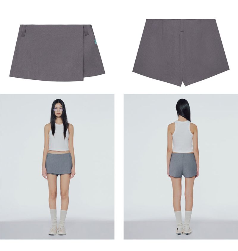 Wrap-front mini skirt pants