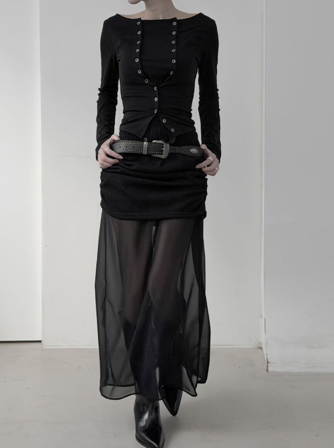 Cente Chiffon Layered Long Skirt