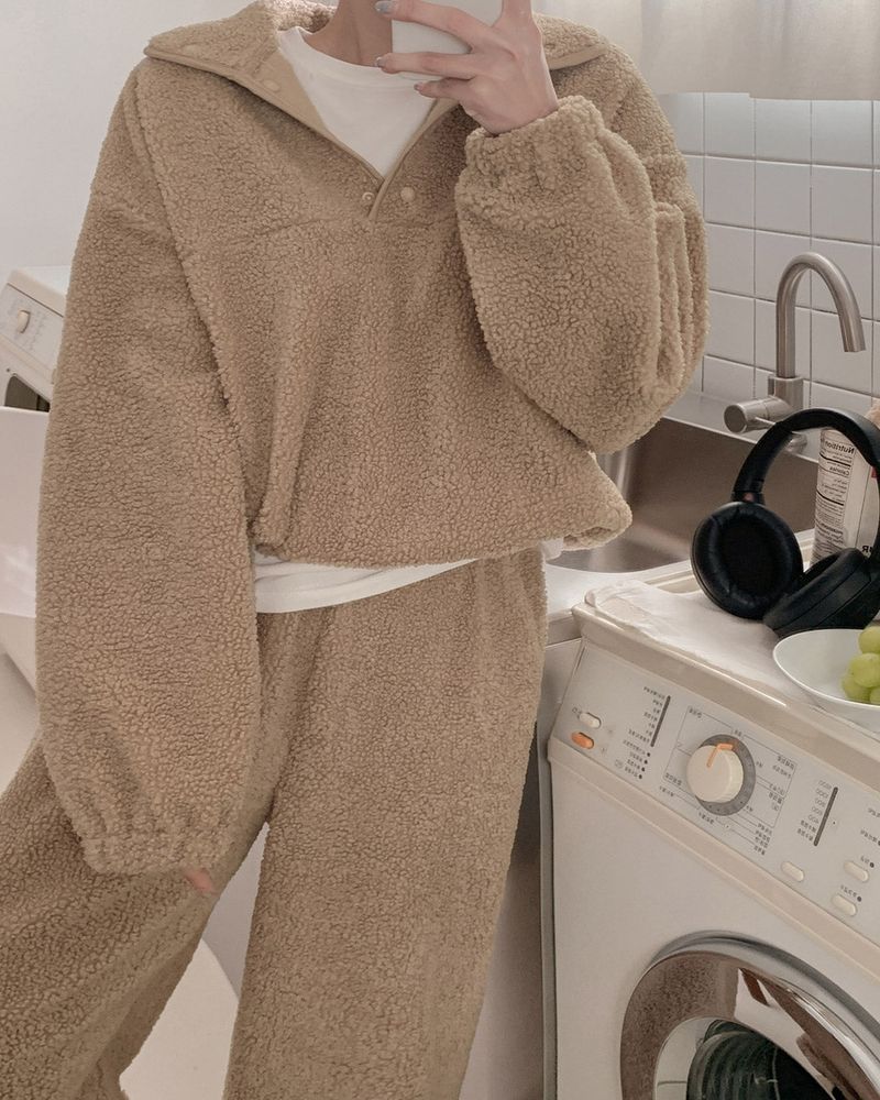 Fleece anorak & pants set up