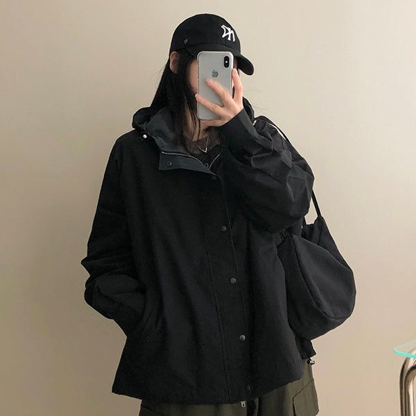 Hate Boxy String Color Hooded Jumper