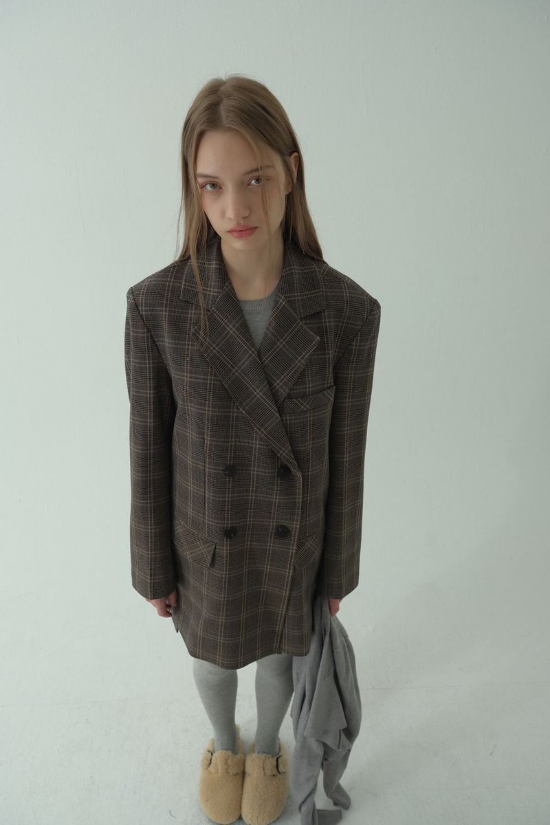 GLAM CHECK DOUBLE JACKET_BEIGE