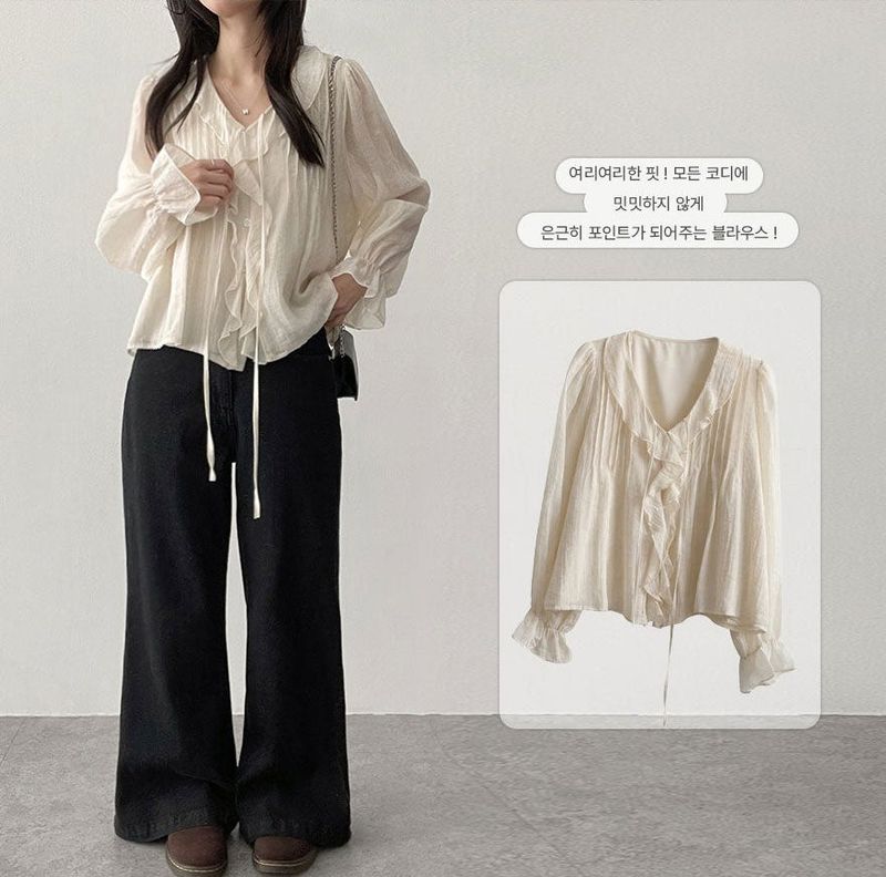 Poen puff string frilled blouse