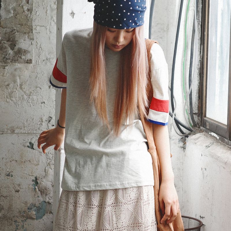 KOOKEESEE（クキシ）の「Square Print Ringer Tee (oatmeal)（Tops）」