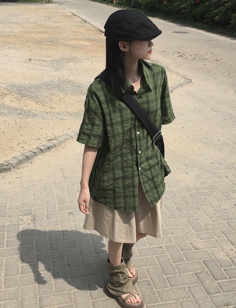 garden checkered short sleeve shirt