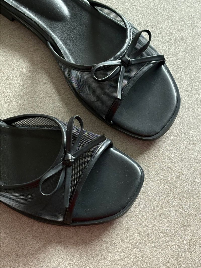Mesh Ribbon Slipper Sandals (1color)