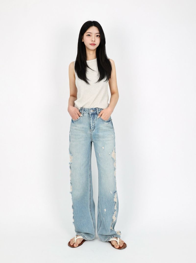 TEEN DESTROYED SLIM WIDE DENIM code 26231