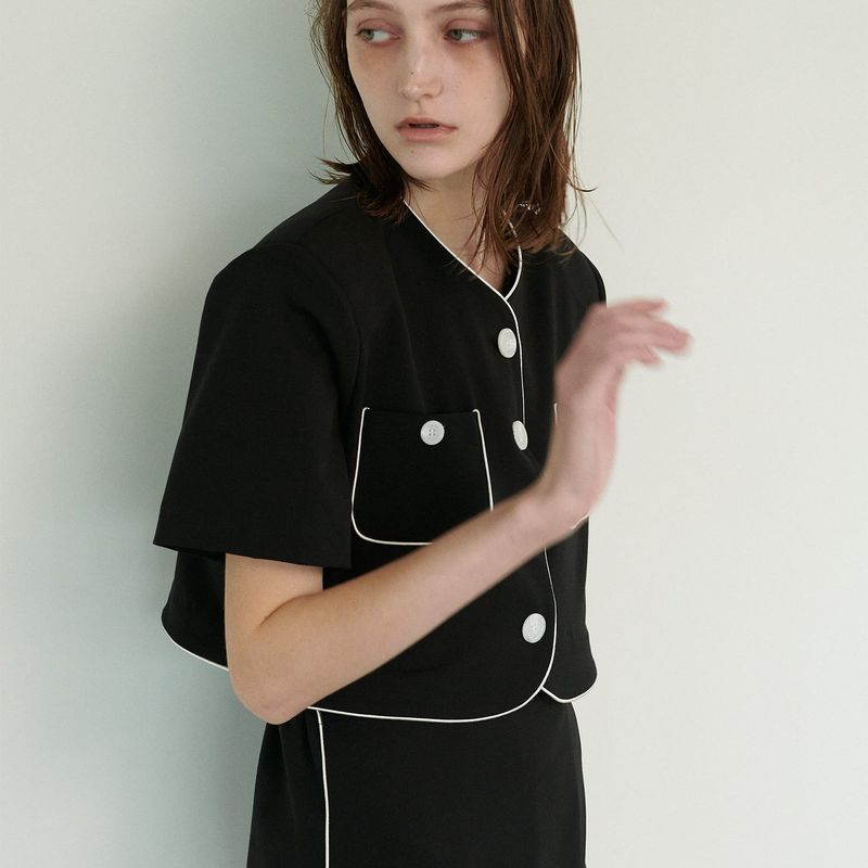  LINE BUTTON JACKET, BLACK