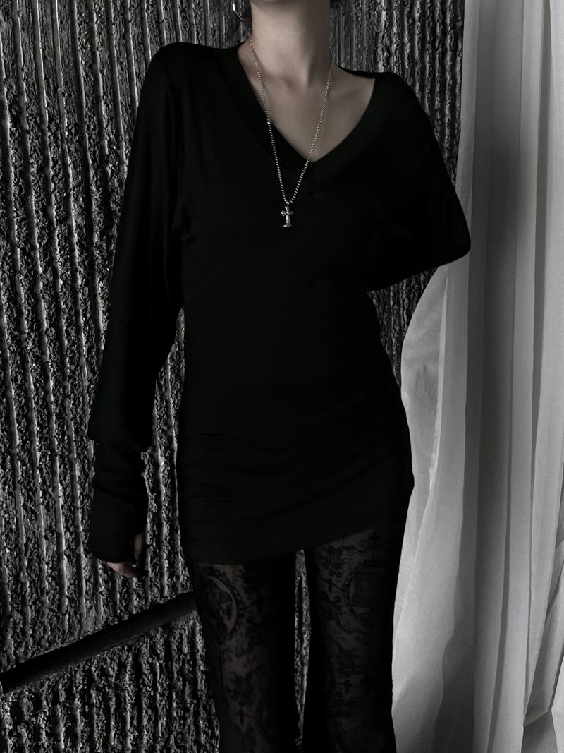 glam slim V-neck warmer T (3color)