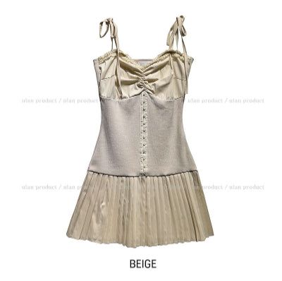 Glare pleated bustier one-piece