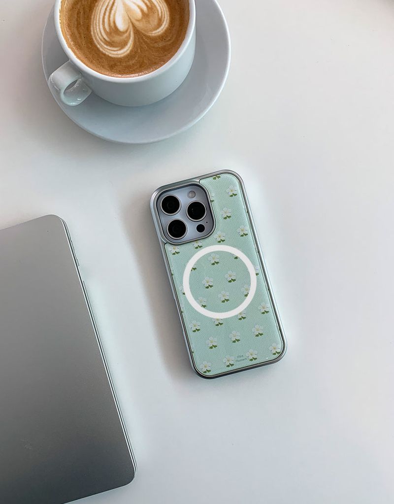 [MADE]プチミント シルバーエポキシ MagSafe iPhoneケース