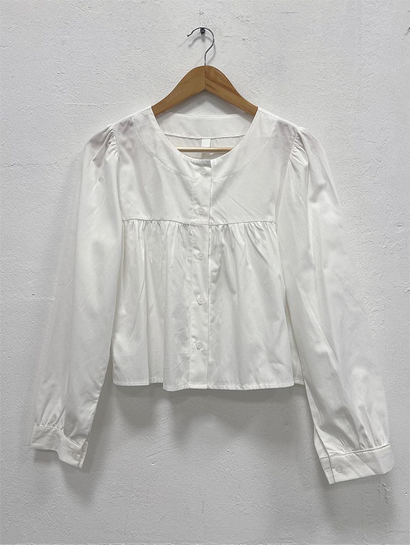 PURE SHIRRING ROUND BLOUSE