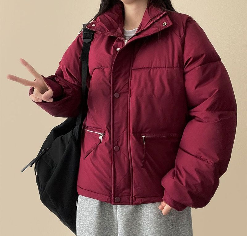  Ringf pocket zipper high neck padded jumper