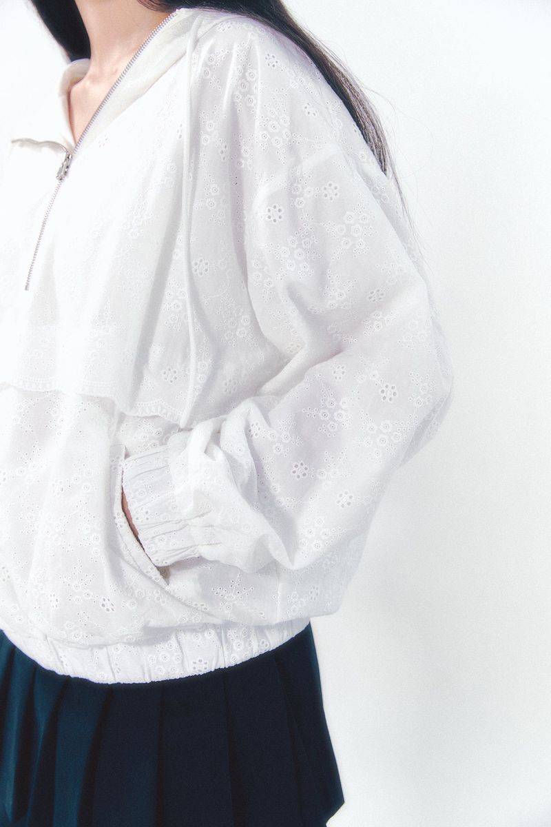 Lace Anorak Jumper White