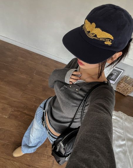 Gold stitch camp cap