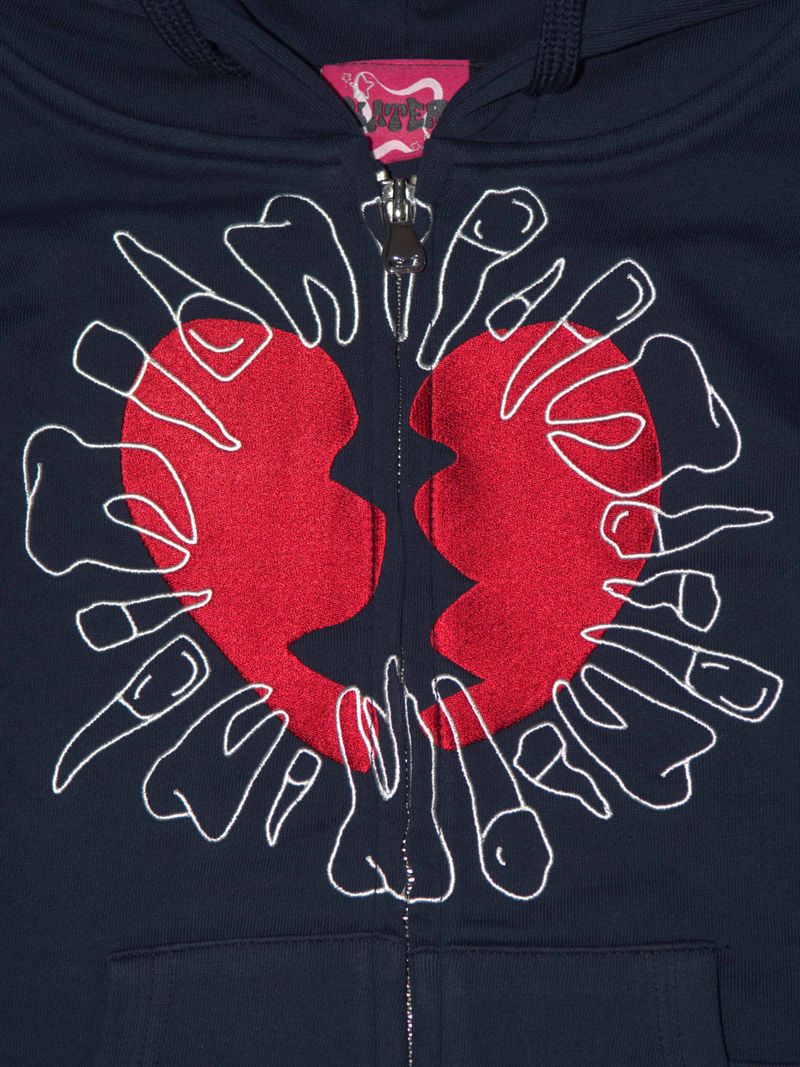 Broken Heart zip-up hoodie NAVY