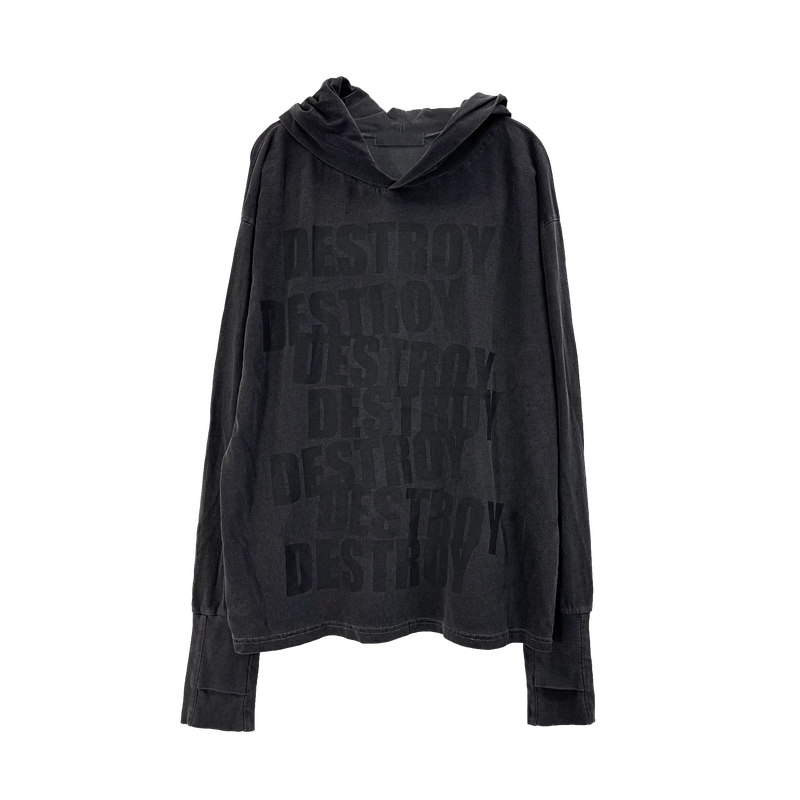 destroy hand hooded long sleeve