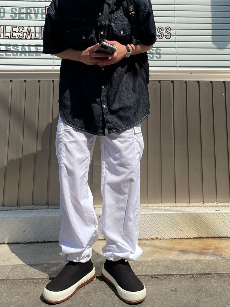 LINEN WESTERN DENIM HALF SHITRS(2COLOR)