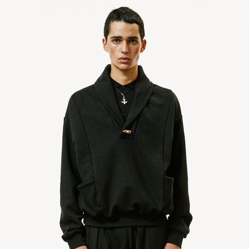 panel pocket shawl collar mtm black
