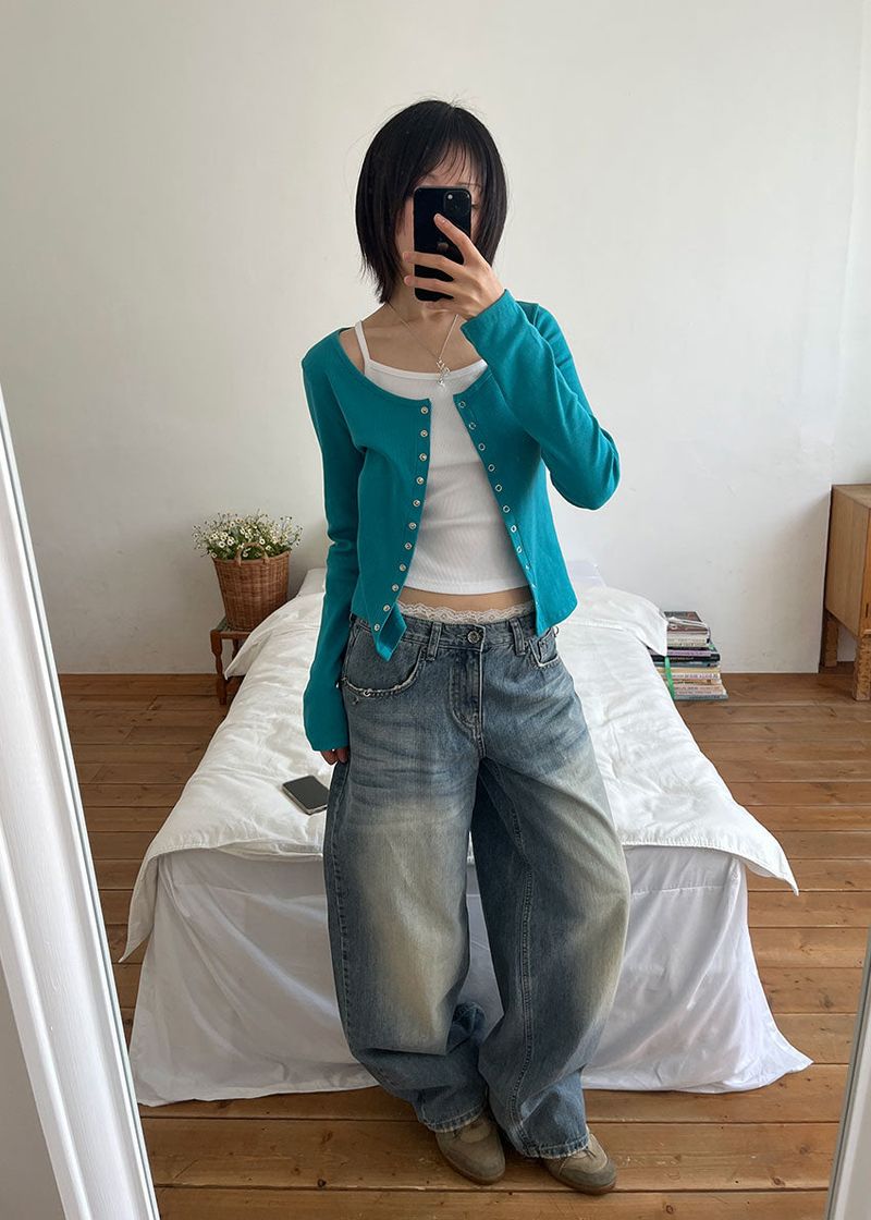 PIERCING WIDE DENIM PANTS (S-L)