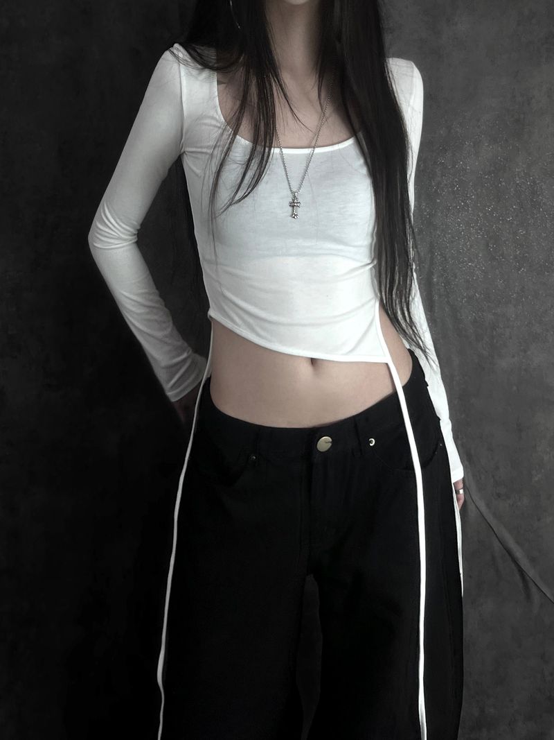 coin multi-strap crop T (2color)