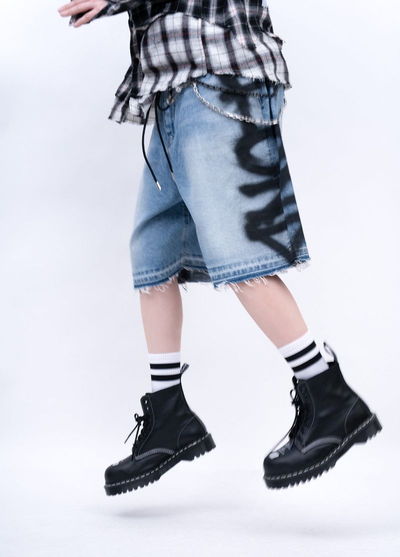 BBD Side Sprayed Custom Denim Shorts (Blue)