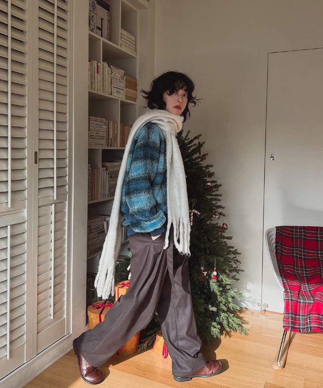 Andy Wool Belt Two Tuck Wide Slacks