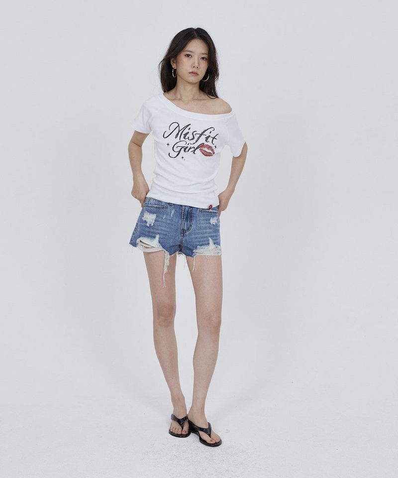 CONY VINTAGE DESTROYED DENIM SHORTS