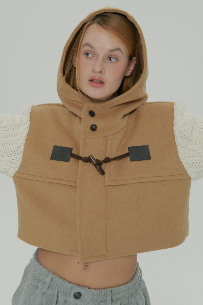 WOOL KNIT DUFFLE COAT / BEGIE