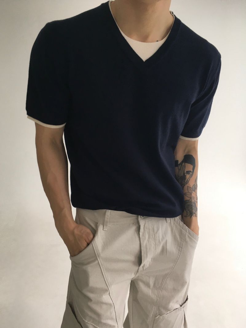 robe layered v neck(3colors)