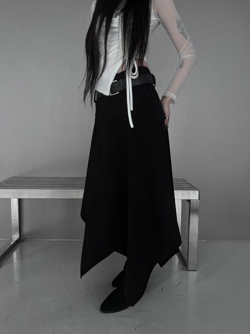 [set] belt shadow wrap skirt (2color)