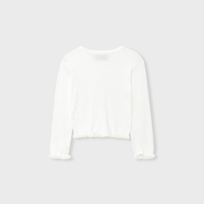 LACE HEM LONG SLEEVE TEE, WHITE