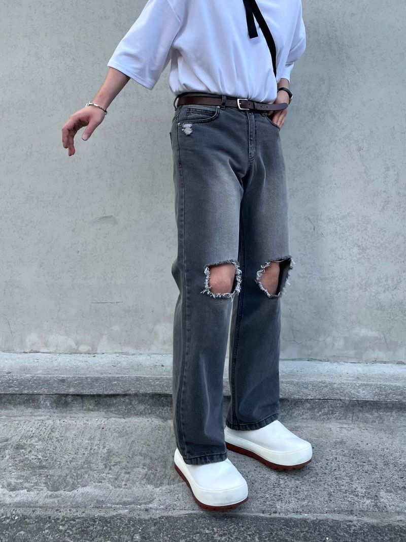 EASY DETROYED DENIM PANTS(2COLOR)