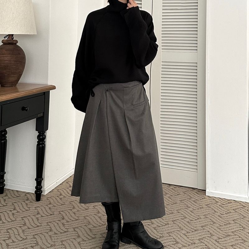 Covered Wrap Skirt - 2colors  