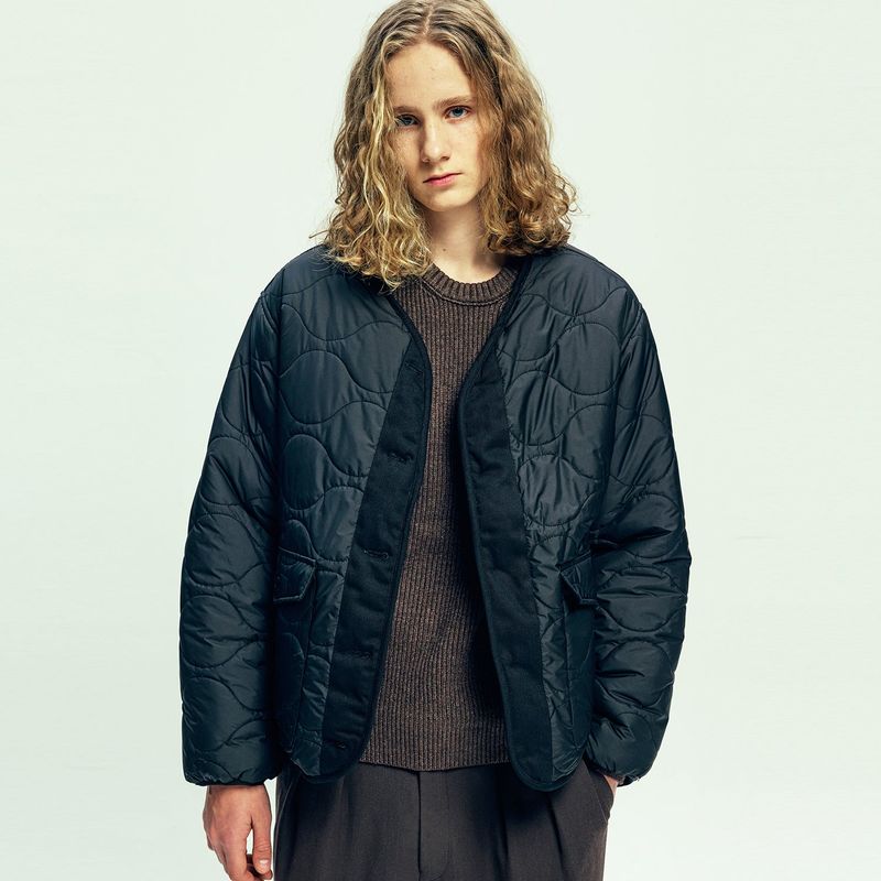 reversible quilted & fleece liner jacket black