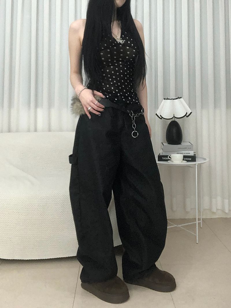 Stud Cross Wide Denim Pants