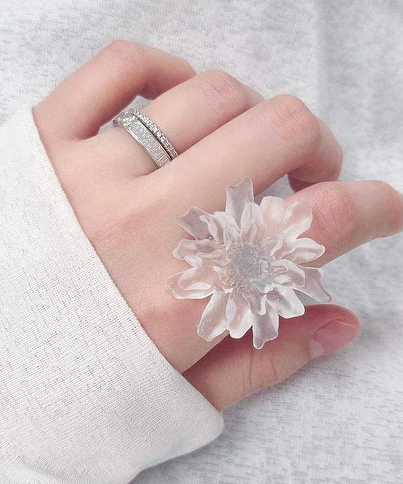 translucent white flower ring