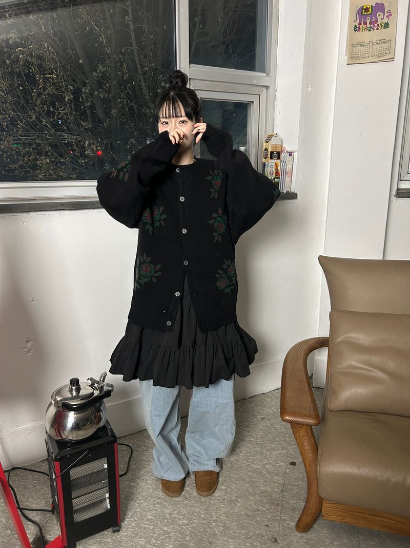 (2color) flower cardigan