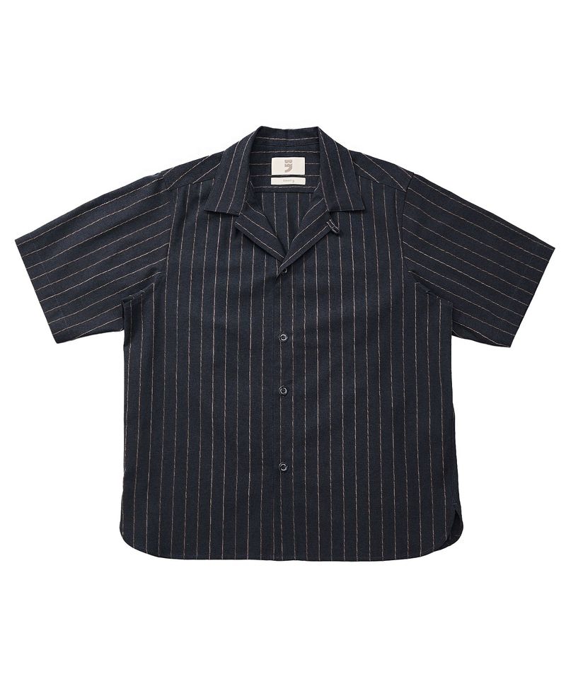 STRIPE L-C TAILORED 1/2 SHIRT (Navy)