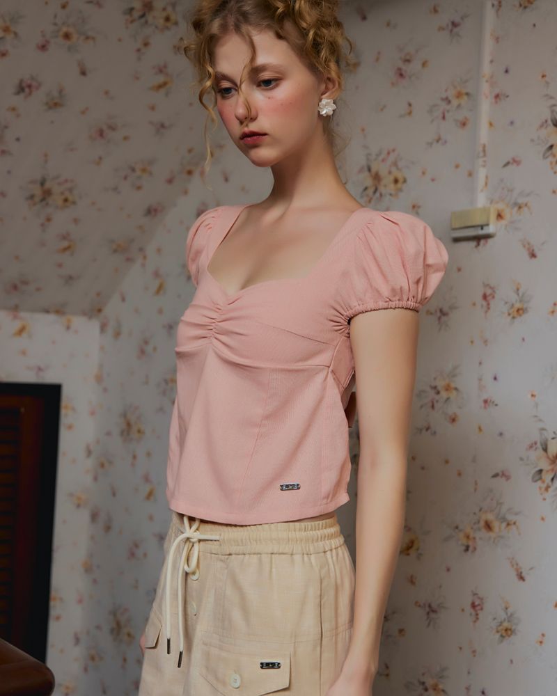 EVIE avery PUFFED SLEEVE TOP PINK