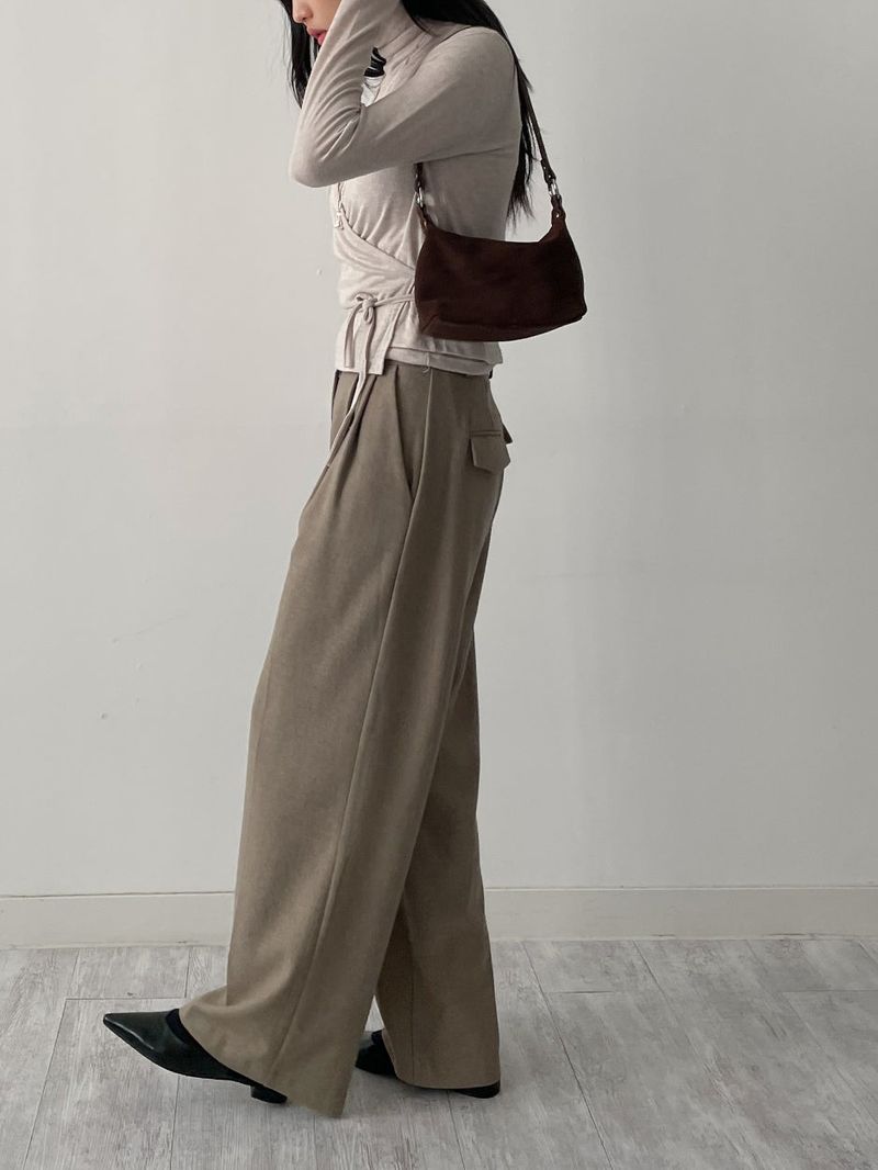 [wool30%/FW] Twill Wool High-Waist Slacks
