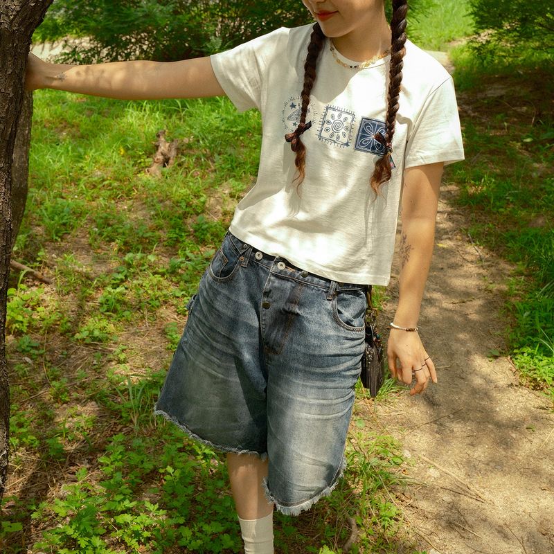 Goblin denim BERMUDA shorts / Black
